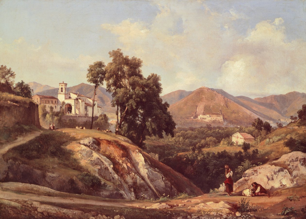 Campania-regionens landskab, af Giacinto Gigante (1806-1876), Italien af Giacinto Gigante