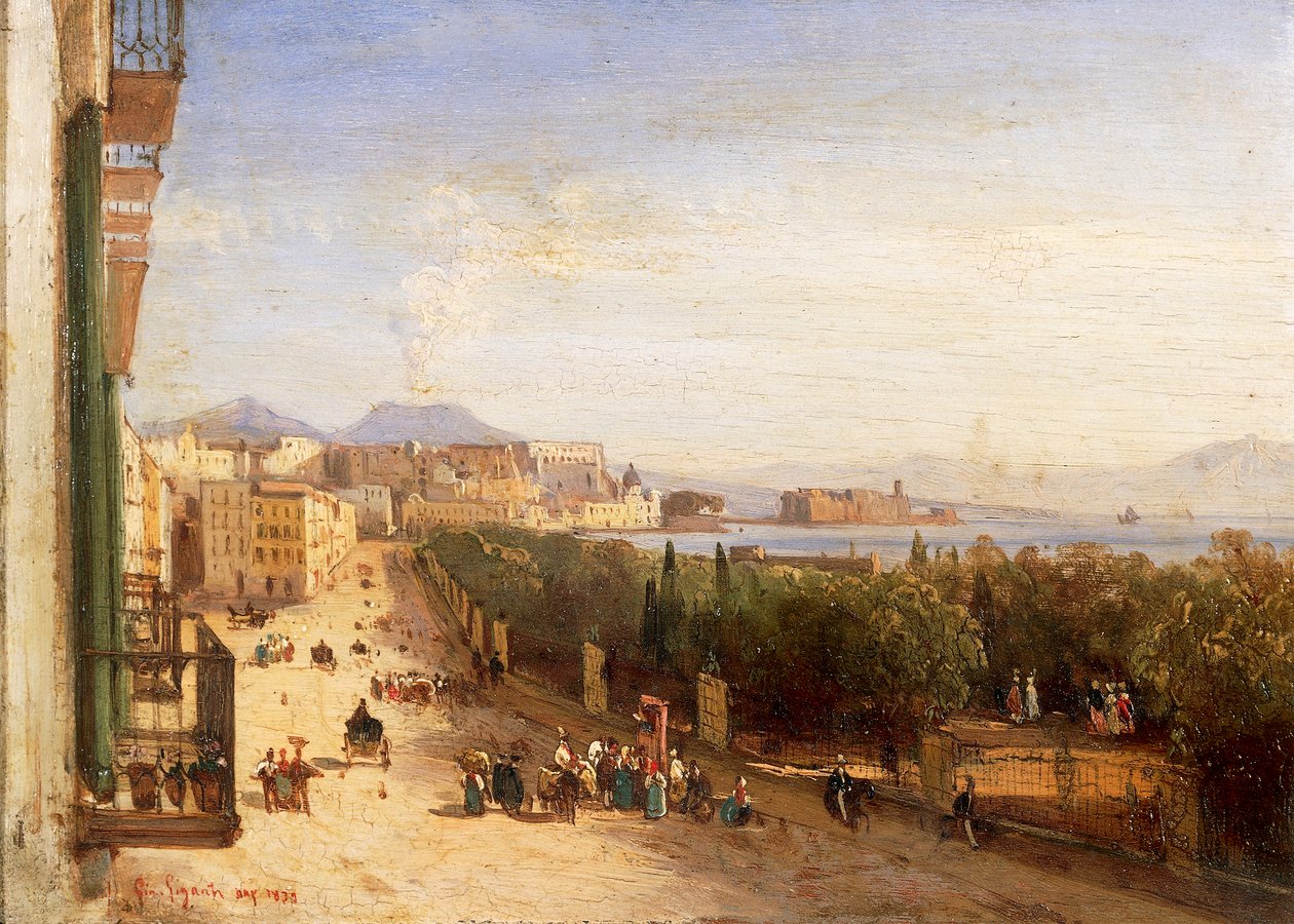 Chiaias riviera (Riviera di Chiaia) fra Esterhazy-paladset af Giacinto Gigante