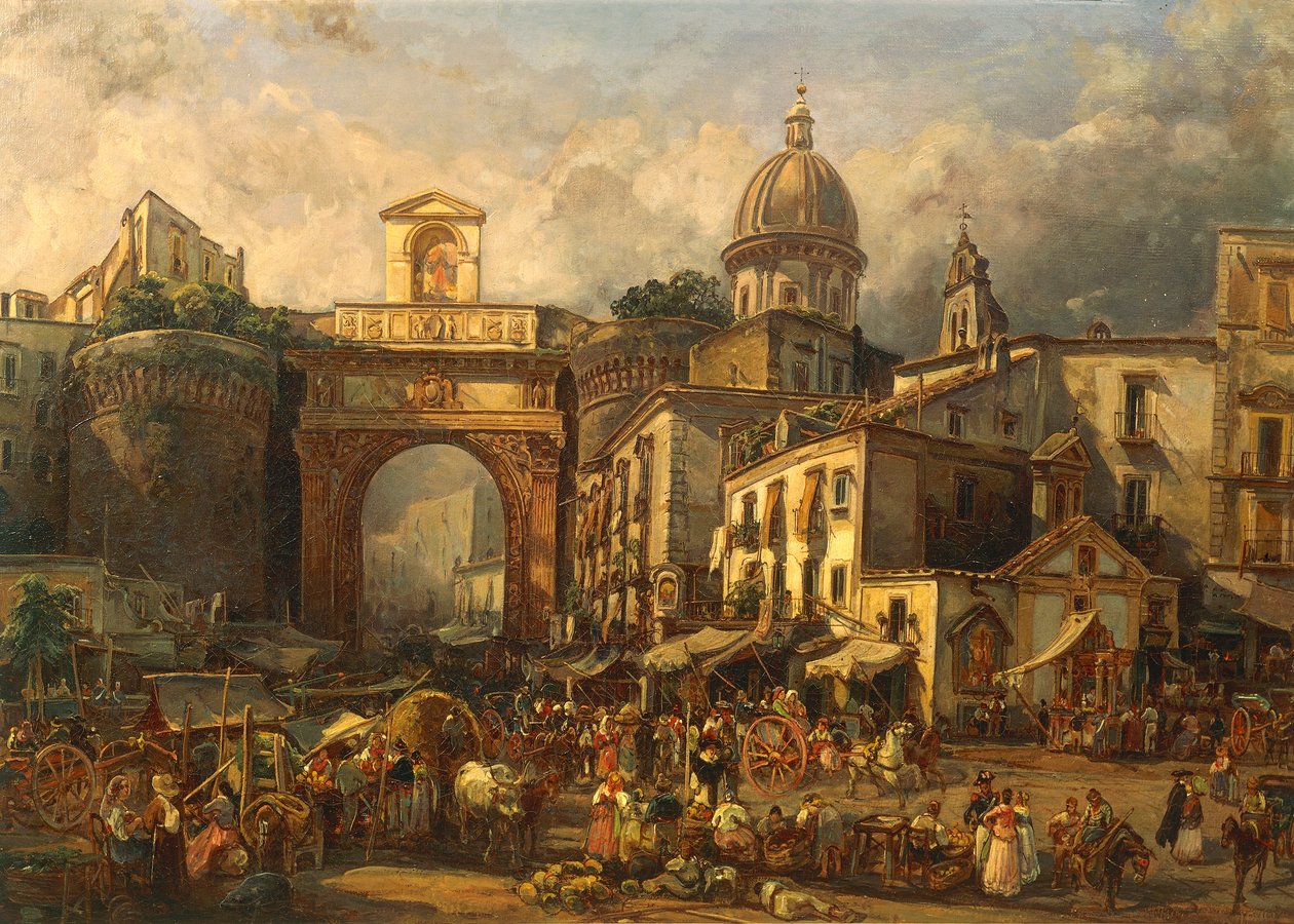 Italien, Napoli, marked ved Porta Capuana af Giacinto Gigante af Giacinto Gigante