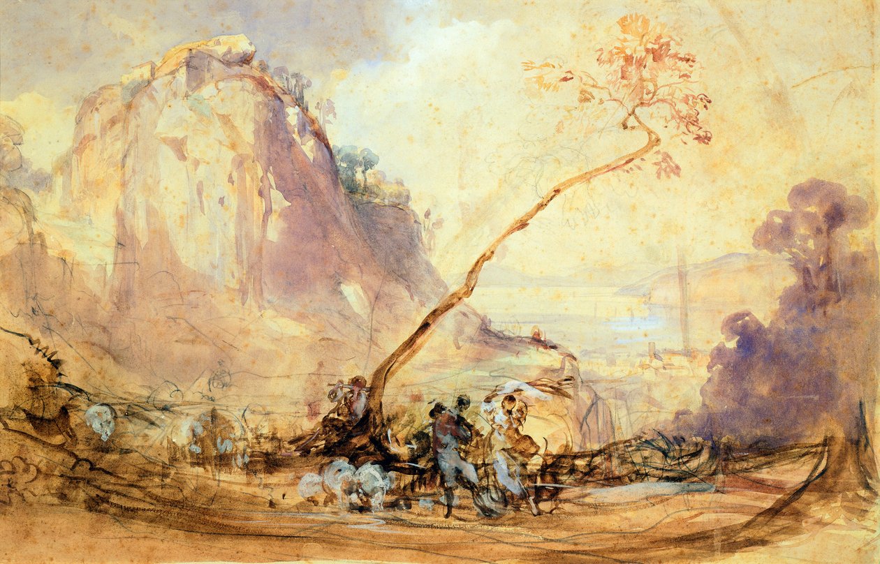 Sorrento Landscape, ca 1848, af Giacinto Gigante (1806-1876), akvarel, 34x51 cm. af Giacinto Gigante