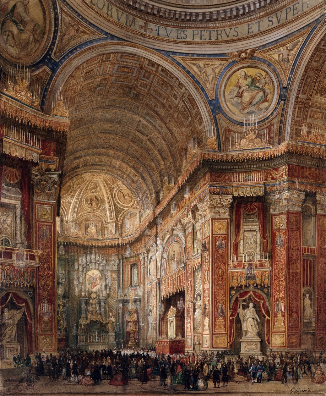 St.Peters Basilica, Rom (blyant og akvarel) af Giacinto Gigante