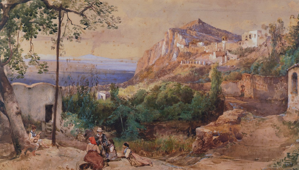 Udsigt over Capri (akvarel og tempera) af Giacinto Gigante