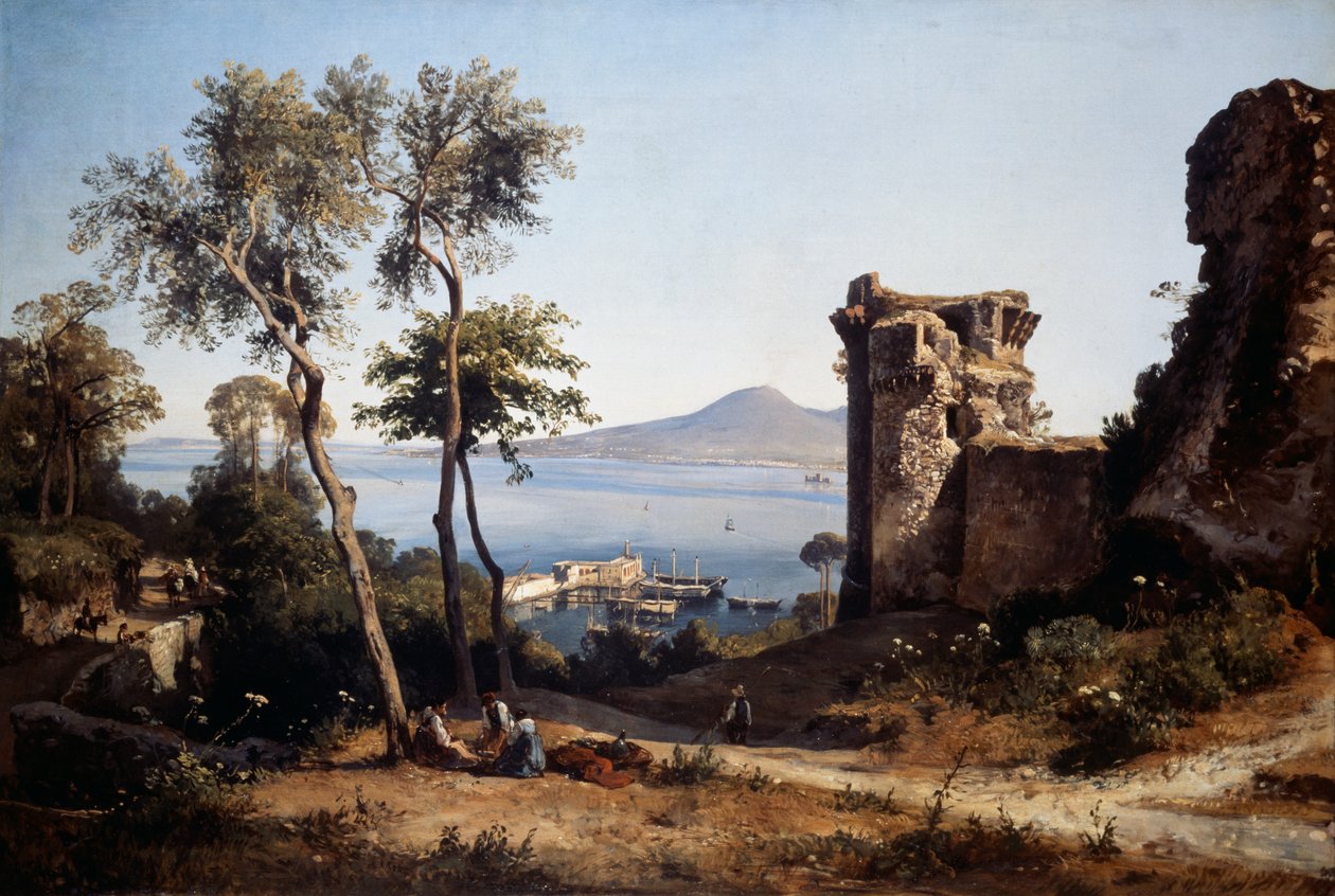 Udsigt over Castellammare di Stabia (olie på lærred) af Giacinto Gigante