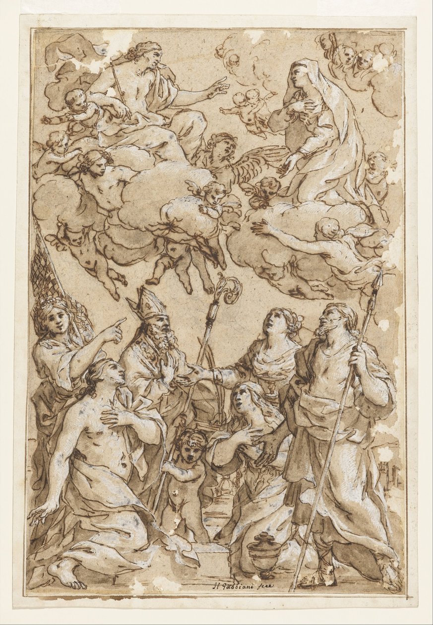 Kristus og Jomfruen med Pistoias skytshelgener af Giacinto Gimignani