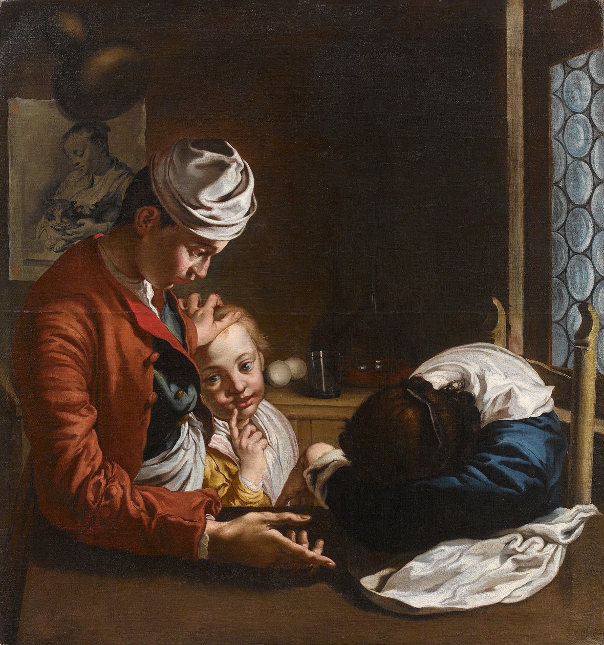 Familiescene i en indre Lombardskole, 18. århundrede, tilskrevet Giacomo Ceruti (Milano 1698–1767) (af Cristina Geddo) af Giacomo Ceruti