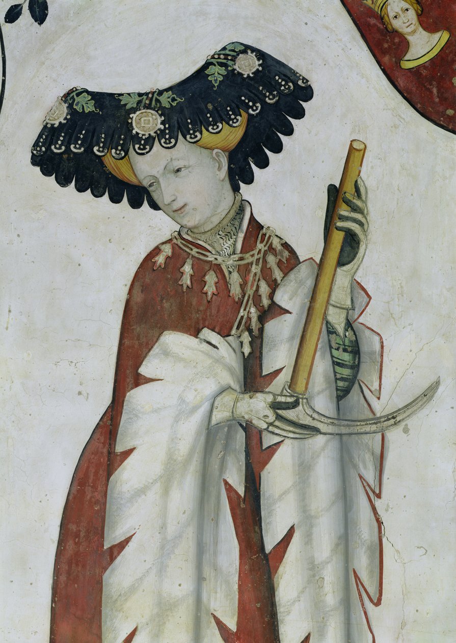 De ni værdige og de ni værdige kvinder, detalje af Delphine, 1418-30 af Giacomo Jaquerio