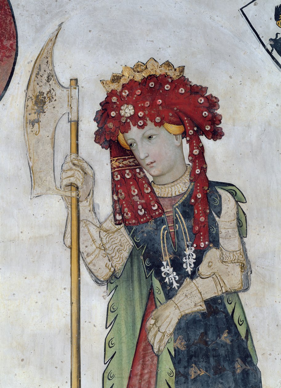 De ni værdige og de ni værdige kvinder, detalje af Tamari, 1418-30 af Giacomo Jaquerio