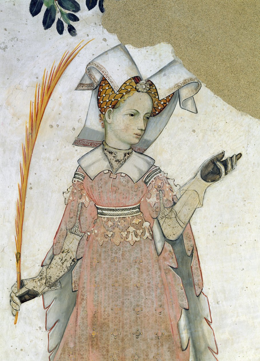 De ni værdige og de ni værdige kvinder, detalje af Teuta, ca. 1418-30 af Giacomo Jaquerio