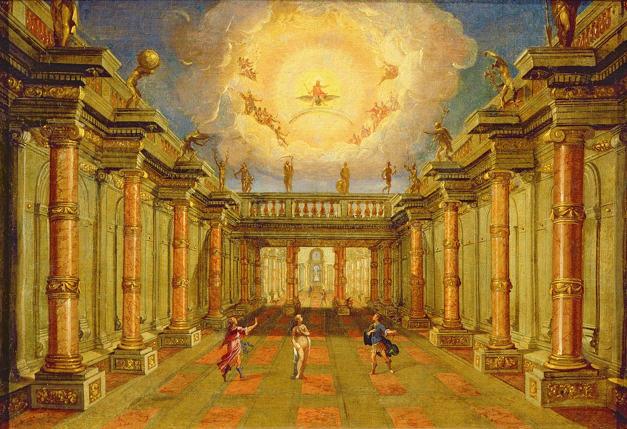 Anden akt, scene X: gården til kongen af Naxos af Giacomo Torelli