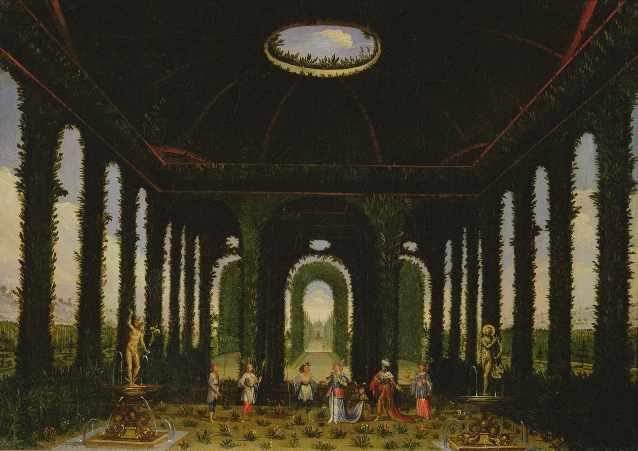 Akt III, scener XI og XIII: have i form af en pavillon af Giacomo Torelli