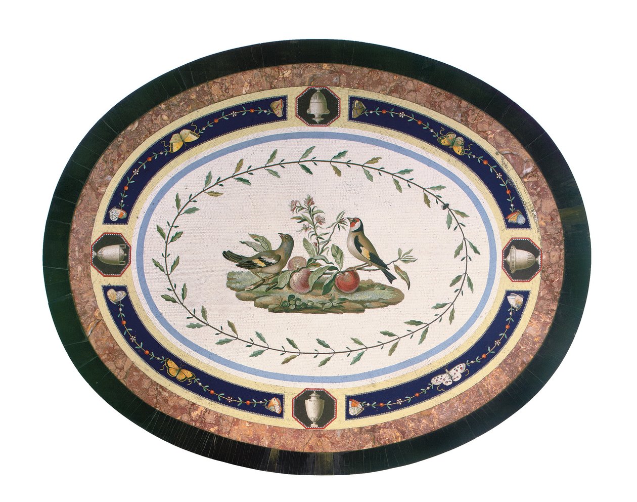 Mikromosaik bordplade, Rom, slutningen af det 18. århundrede (mosaik, ormolu-monteret ibenholt og satintræ) af Giacomo (attr. to) Raffaelli