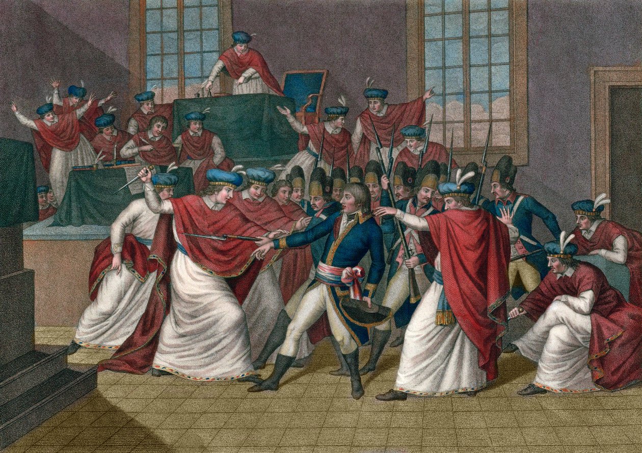 Statskuppet den 18. Brumaire (9. november 1799). Napoleon Bonparte (1769-1821) væltede Direktoratet og blev førstekonsul - Coup d