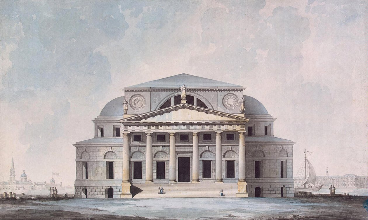 Facade af børsbygningen i Sankt Petersborg, 1783 af Giacomo Antonio Domenico Quarenghi