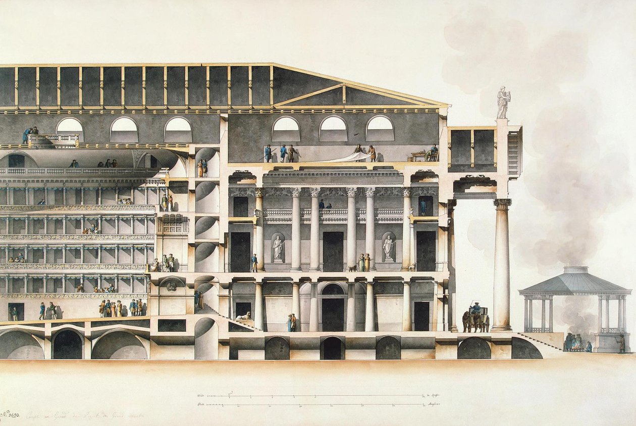 Saint Petersburg Imperial Bolshoi Kamenny Theatre, begyndelsen af det 19. århundrede af Giacomo Antonio Domenico Quarenghi