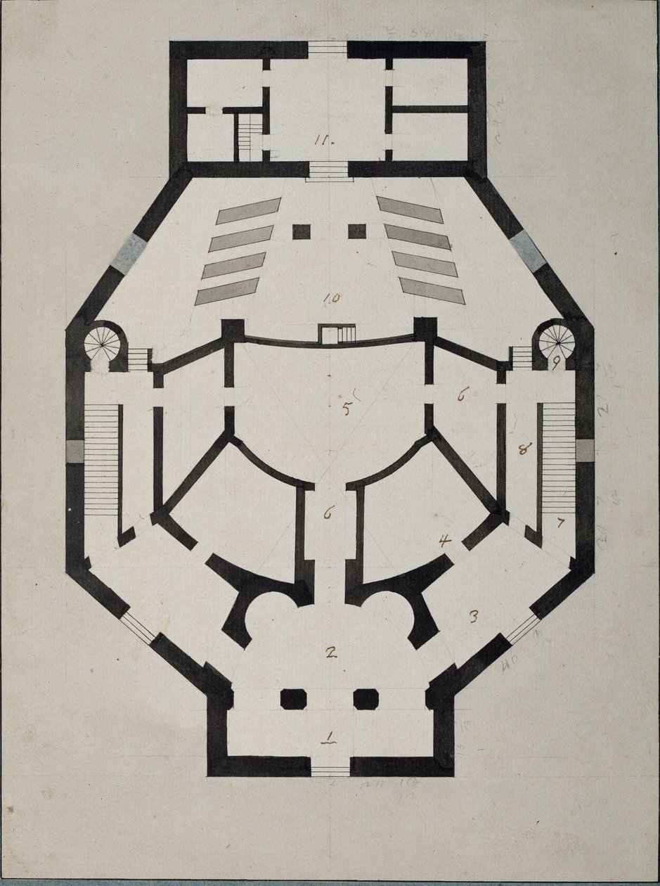 Ovenpå plantegning af Giacomo Antonio Domenico Quarenghi