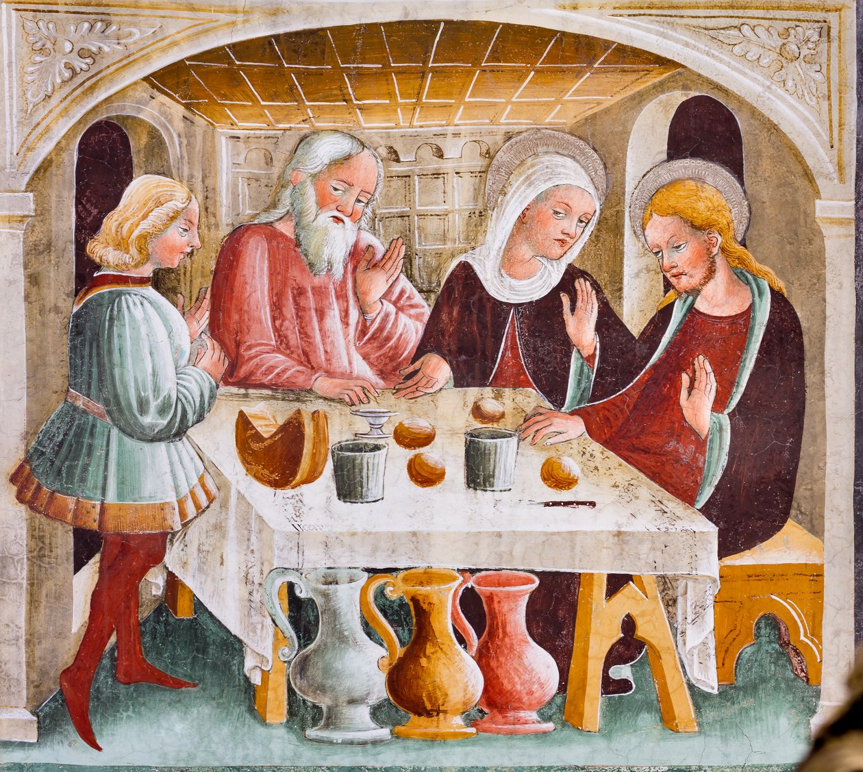 Ægteskab i Kana, detalje fra Jesu liv af Giacomo Borlone de Buschis
