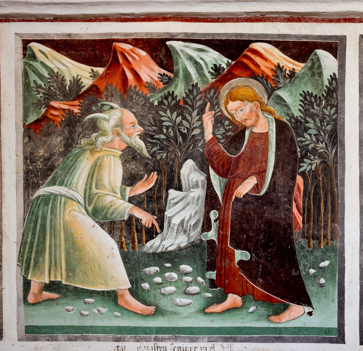 Jesu fristelser, detaljer fra Jesu liv af Giacomo Borlone de Buschis