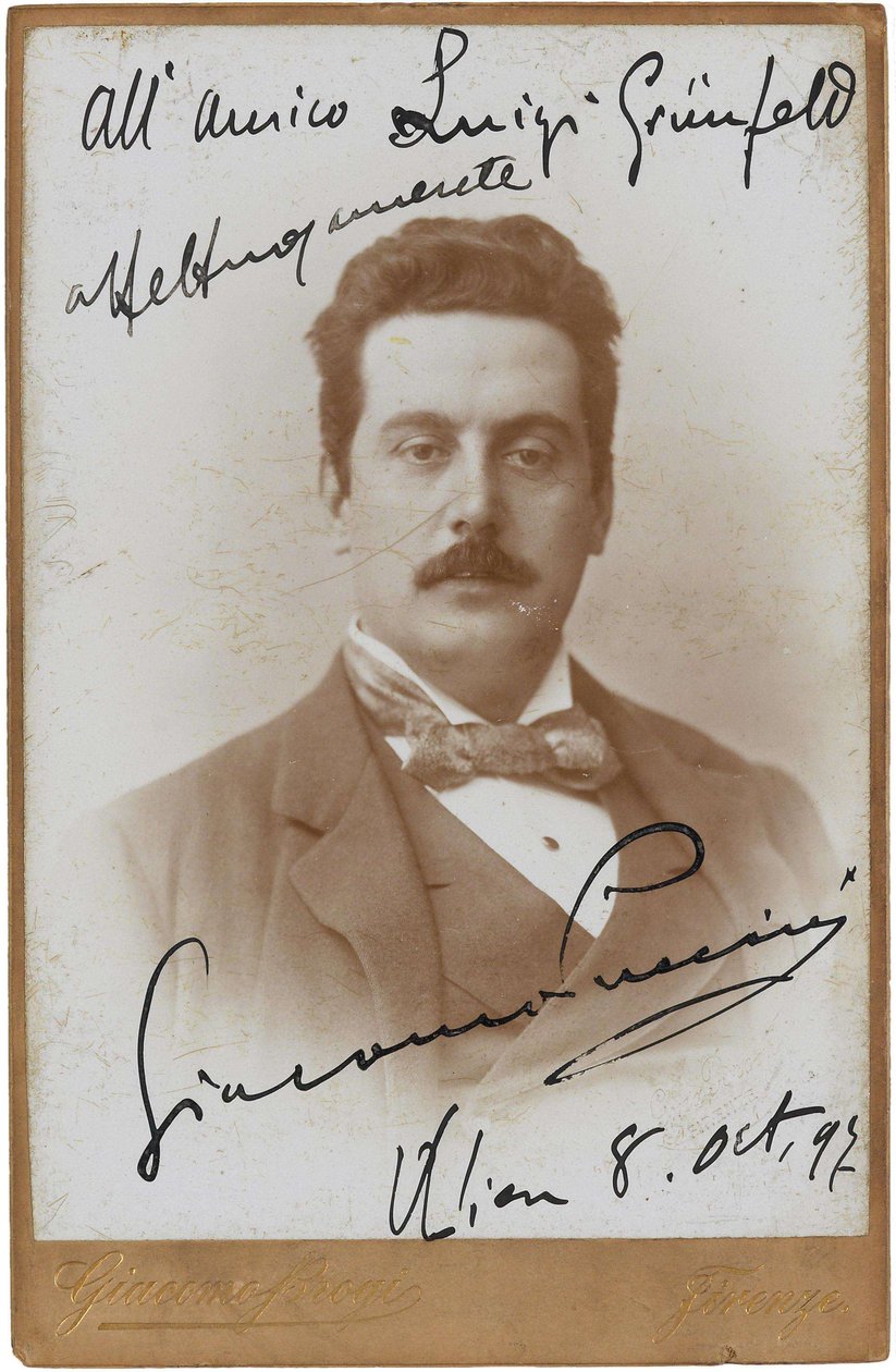 Portræt af komponisten Giacomo Puccini 1858-1924, 1897. af Giacomo Brogi
