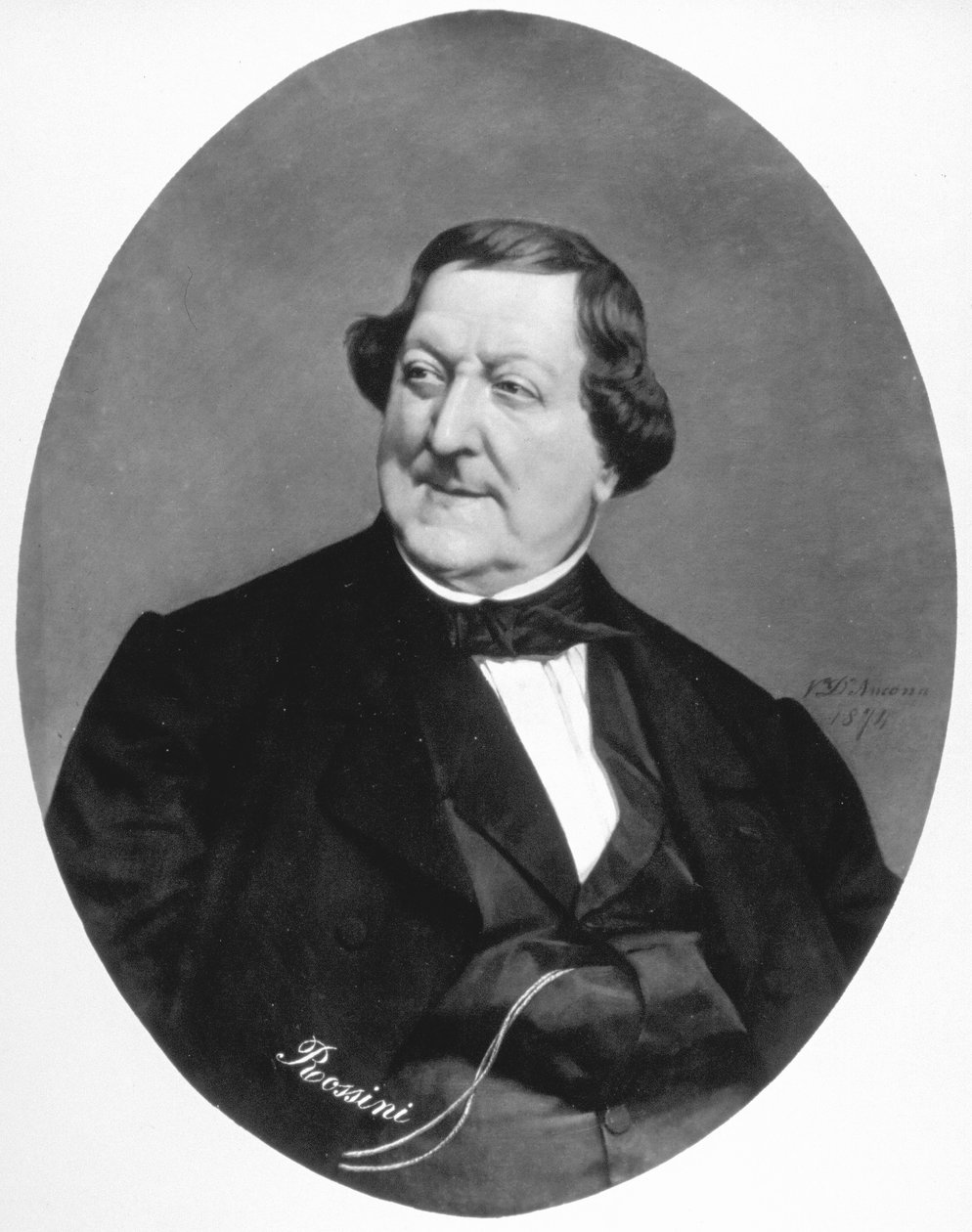 Portræt af komponisten Gioacchino Rossini, værk af maleren Vito D