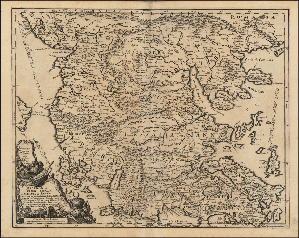 1684-kort over Thessalien og Makedonien af Giacomo Cantelli da Vignola af Giacomo Cantelli