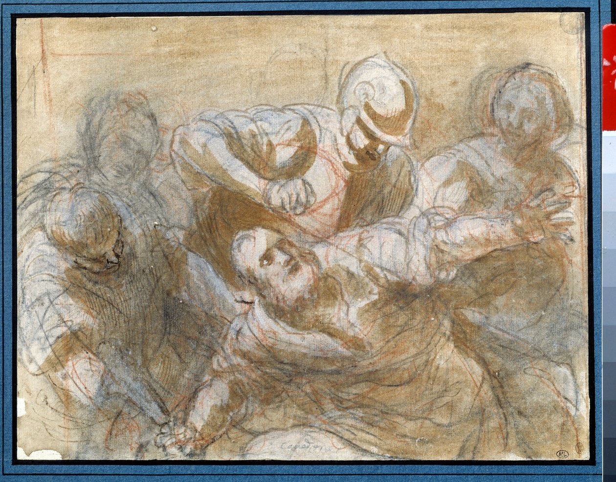 Samson fanget af filisterne Tegning med brunt blæk og vask af Giacomo Cavedone (1577-1660) Omkring 1614 Søn. 0,20 x 0,27m Paris. Louvre-museet af Giacomo Cavedone