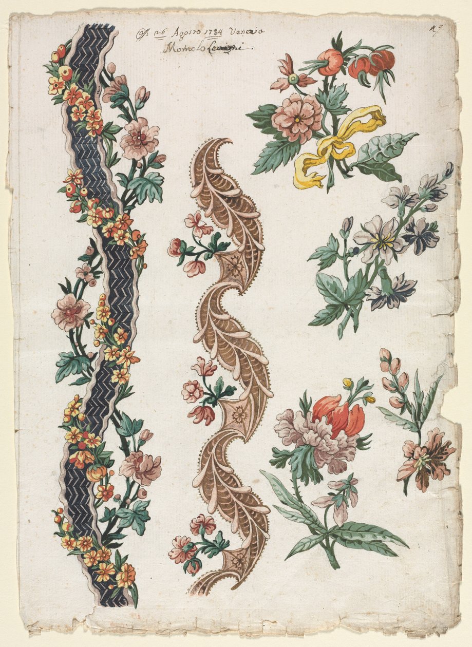 Blomstermotiver og blomsterbånd, 1784. af Giacomo Cavenezia