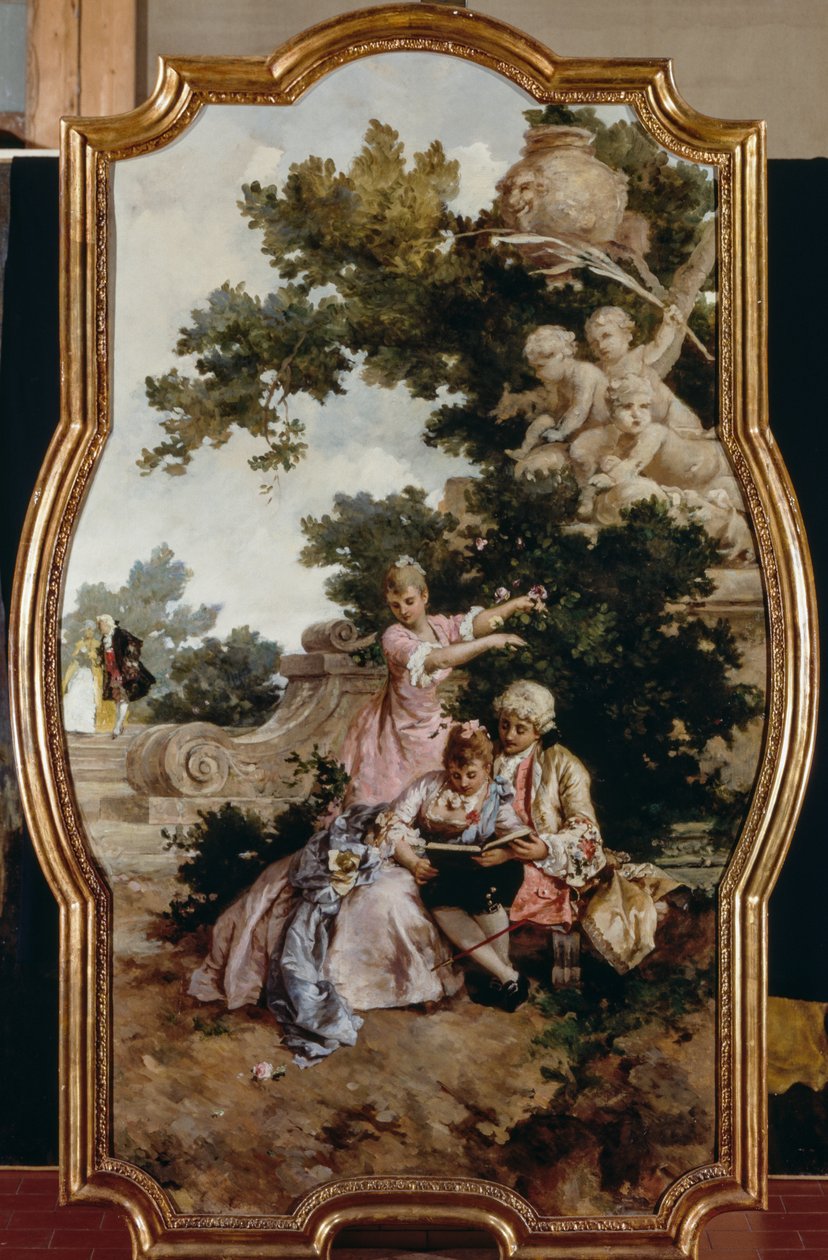 Spring, af Giacomo Favretto (1849-1887), olie på lærred af Giacomo Favretto