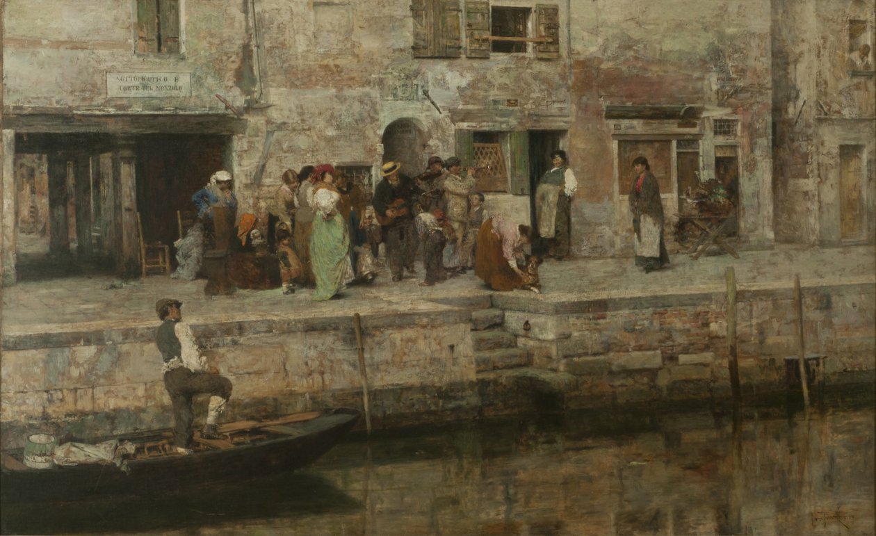 Rejsende musikere, ca. 1881-83 (olie på lærred) af Giacomo Favretto