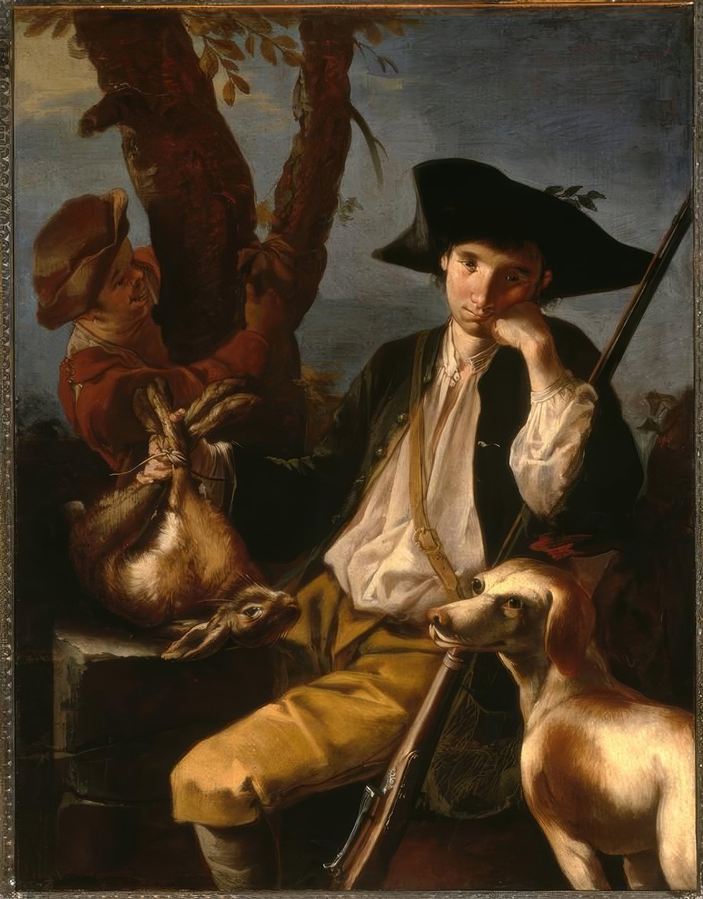 G.F.Cipper kaldet Il Todeschini, Hvilende Jæger / Maleri af Giacomo Francesco Cipper