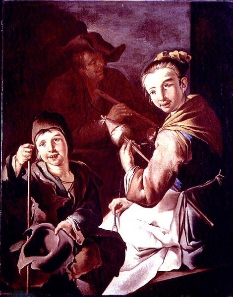 Spinneren (olie på lærred) af Giacomo Francesco Cipper