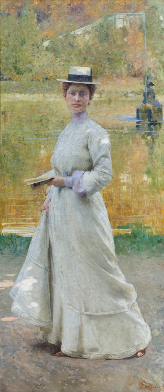 Portræt under åben himmel, ca. 1902 (olie på lærred) af Giacomo Grosso