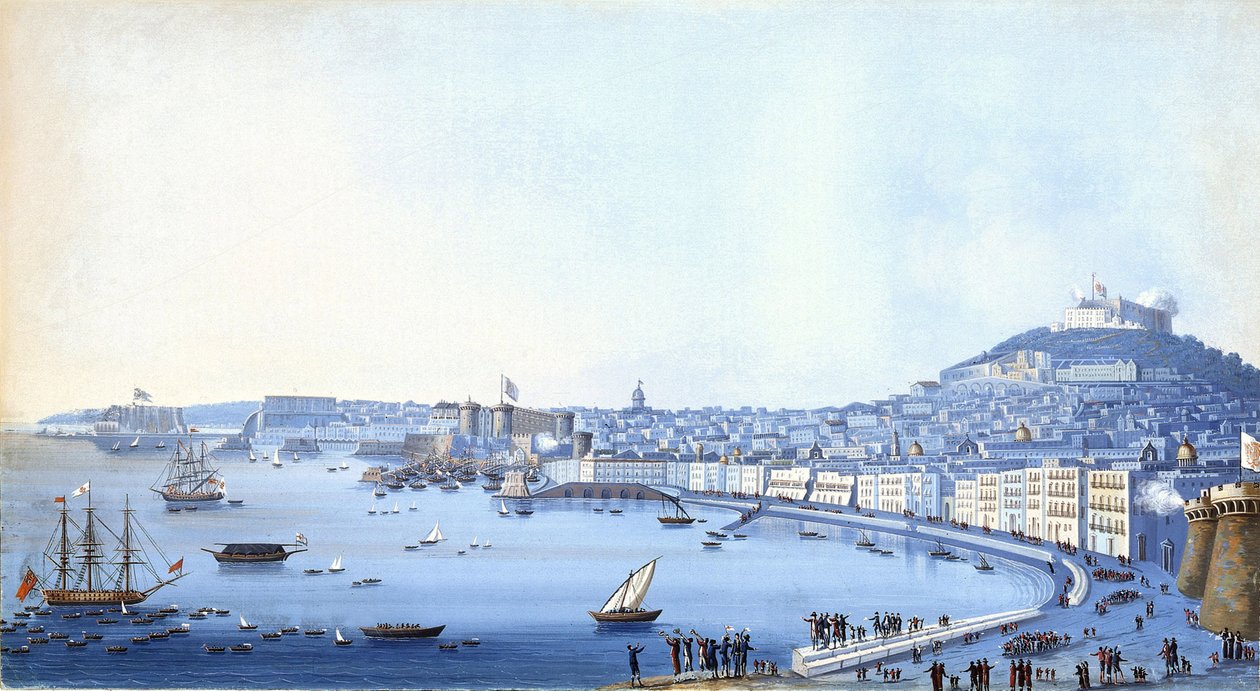 Kontreadmiral Horatio Nelsons (1758-1805) ankomst til Napoli (Italien), 22. september. af Giacomo Guardi