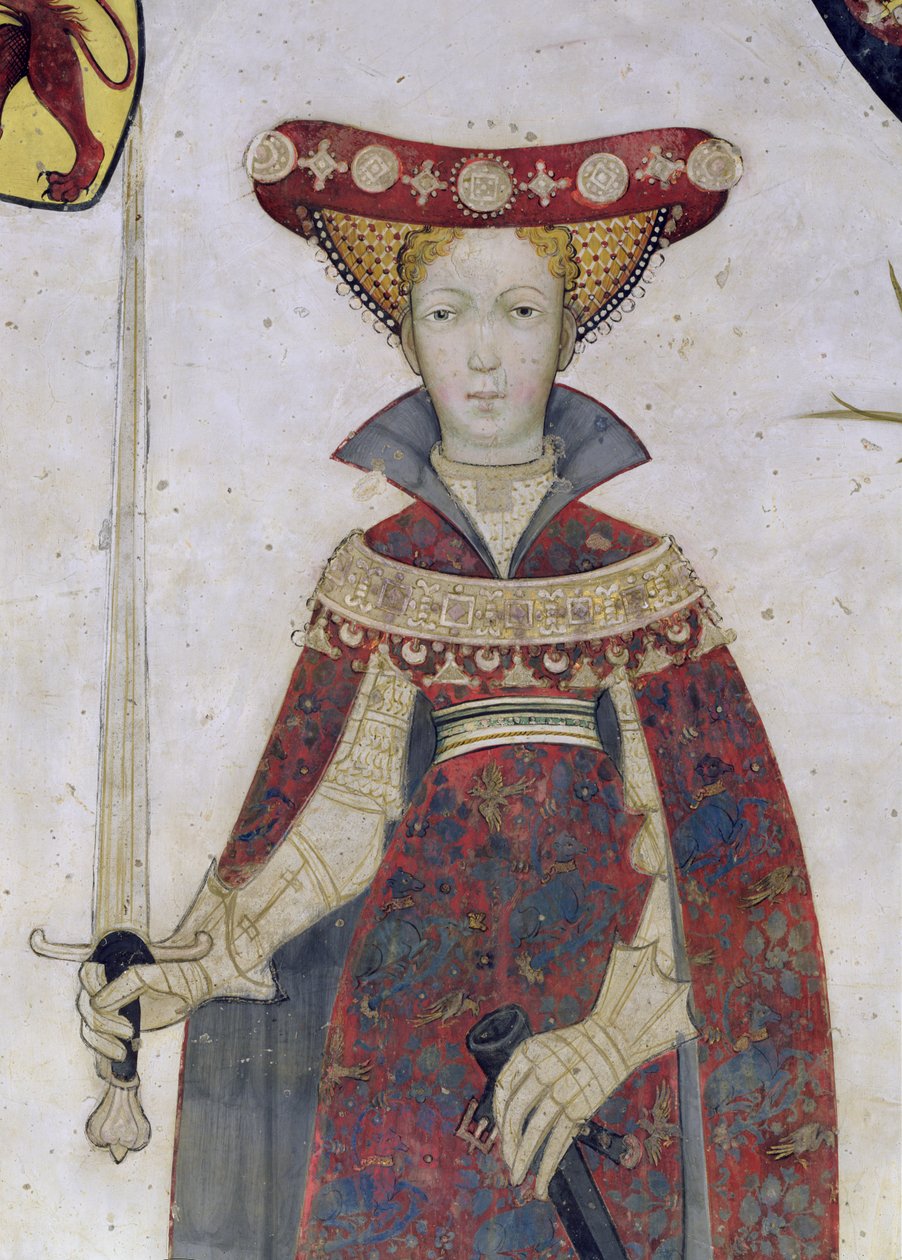 De ni værdige og de ni værdige kvinder, detalje af Hippolyte, 1418-30 af Giacomo Jaquerio