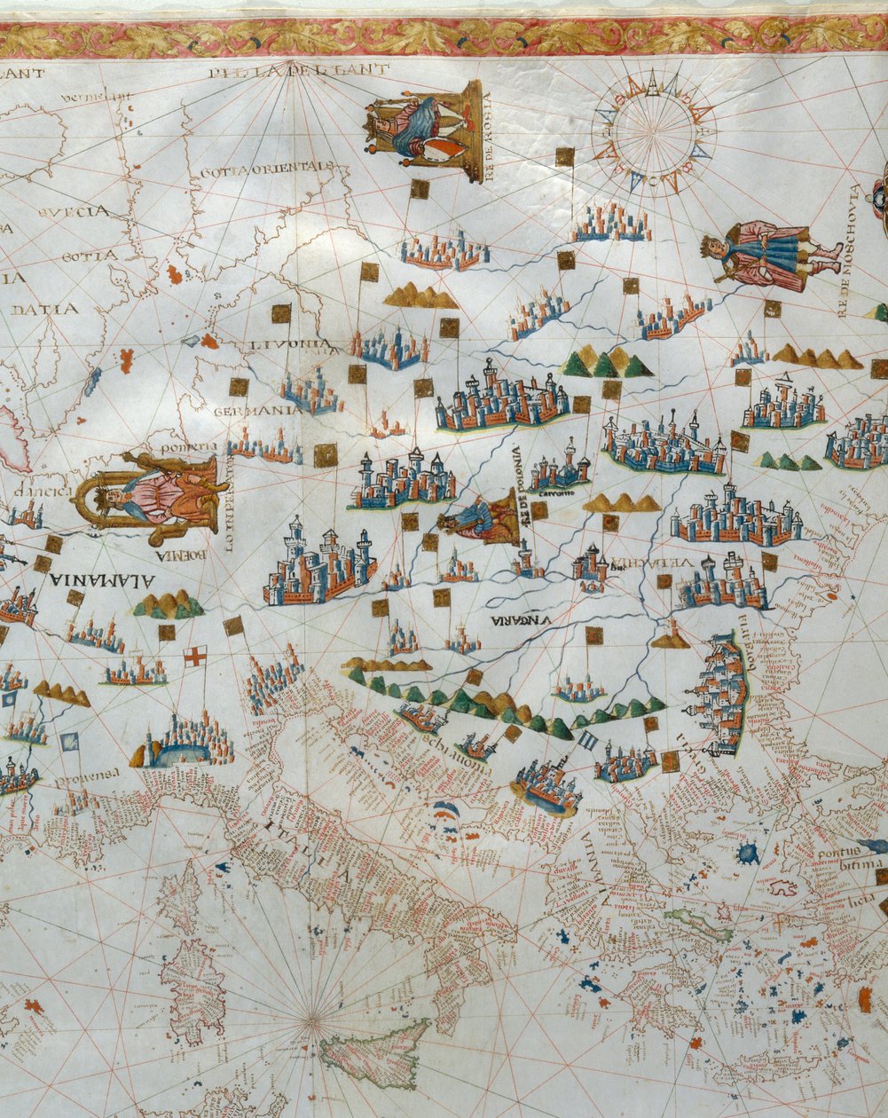 Et søkort, detalje af Vesteuropa, 1564 af Giacomo Maggiolo