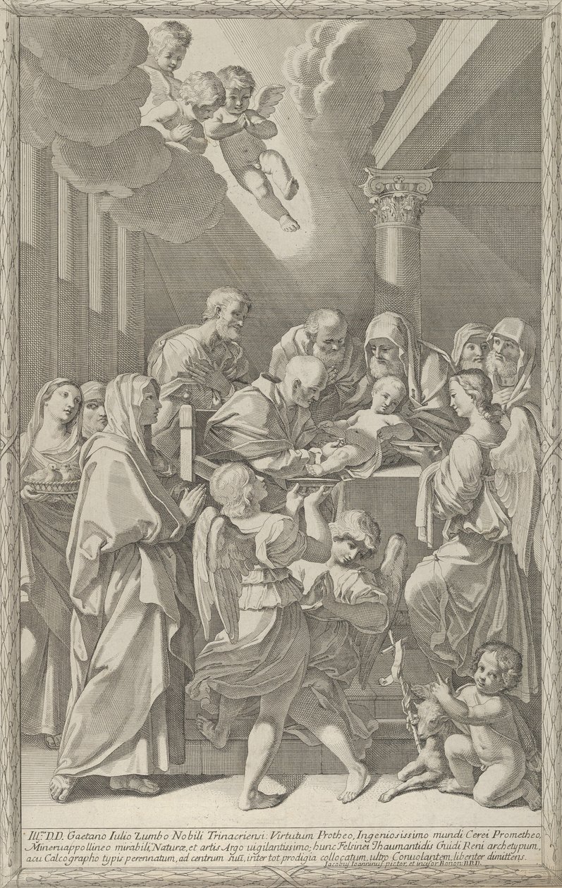 Kristi omskæring, en gruppe mænd, kvinder og engle, der omgiver ham, du..., 1687-1717. af Giacomo Maria Giovannini
