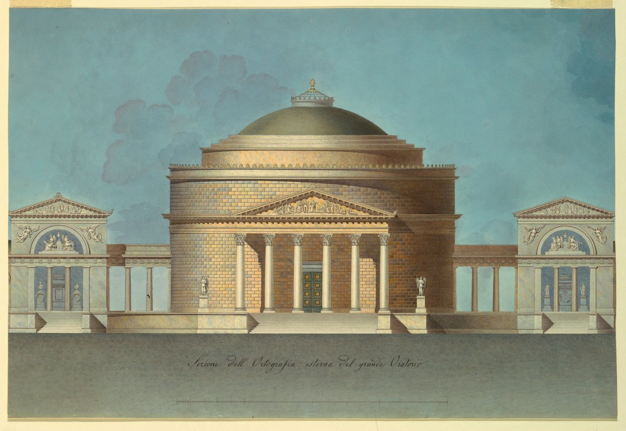 Design til et oratorium (Memorial Chapel) af Giacomo Quarenghi