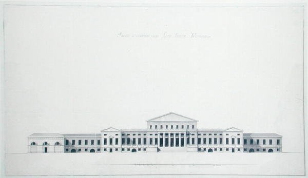 Plan for prins Youssoupovs residens ved floden Fontanka, St. Petersborg (set fra havesiden) af Giacomo Quarenghi