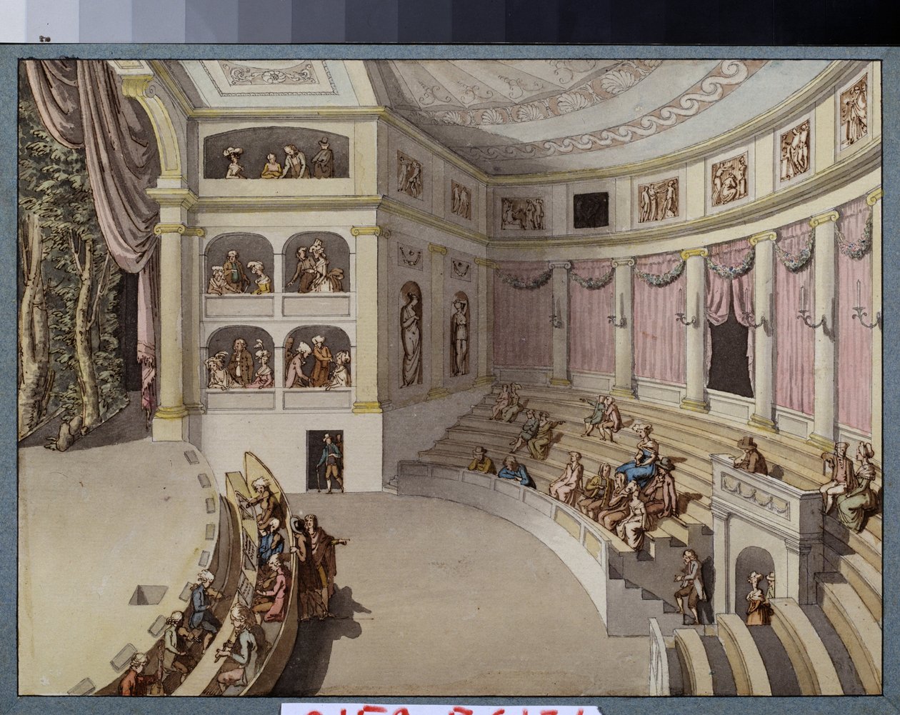 Projekt til indretning af en teatersal. Værk af Giacomo Antonio Domenico Quarenghi (1744-1817), blæk og akvarel på papir. Italiensk kunst, klassicisme. State A. Pushkin Museum of Fine Arts, Moskva. af Giacomo Quarenghi