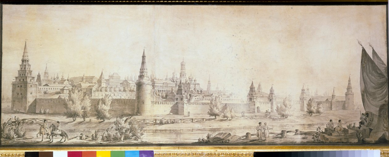 Panoramaudsigt over Moskva Kreml i slutningen af ​​det 18. århundrede - Værk af Giacomo Antonio Domenico Quarenghi (1744-1817), slutningen af ​​1790