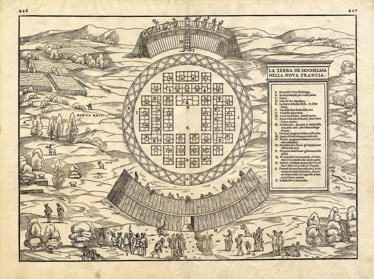 Landet Hochelaga i Ny Frankrig af Giacomo & Ramusio Giovanni Battista (1485-1557) Gastaldi