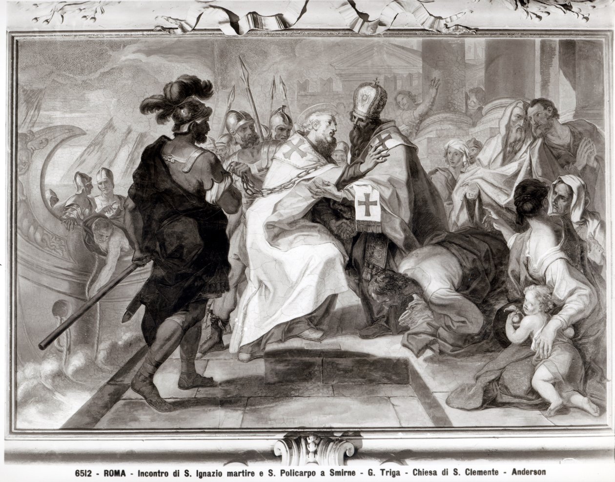 Mødet mellem Skt. Ignatius af Antiokia (d.c.107 e.Kr.) og St. Polycarp af Smyrna (c.69-c.155 e.Kr.) af Giacomo Triga