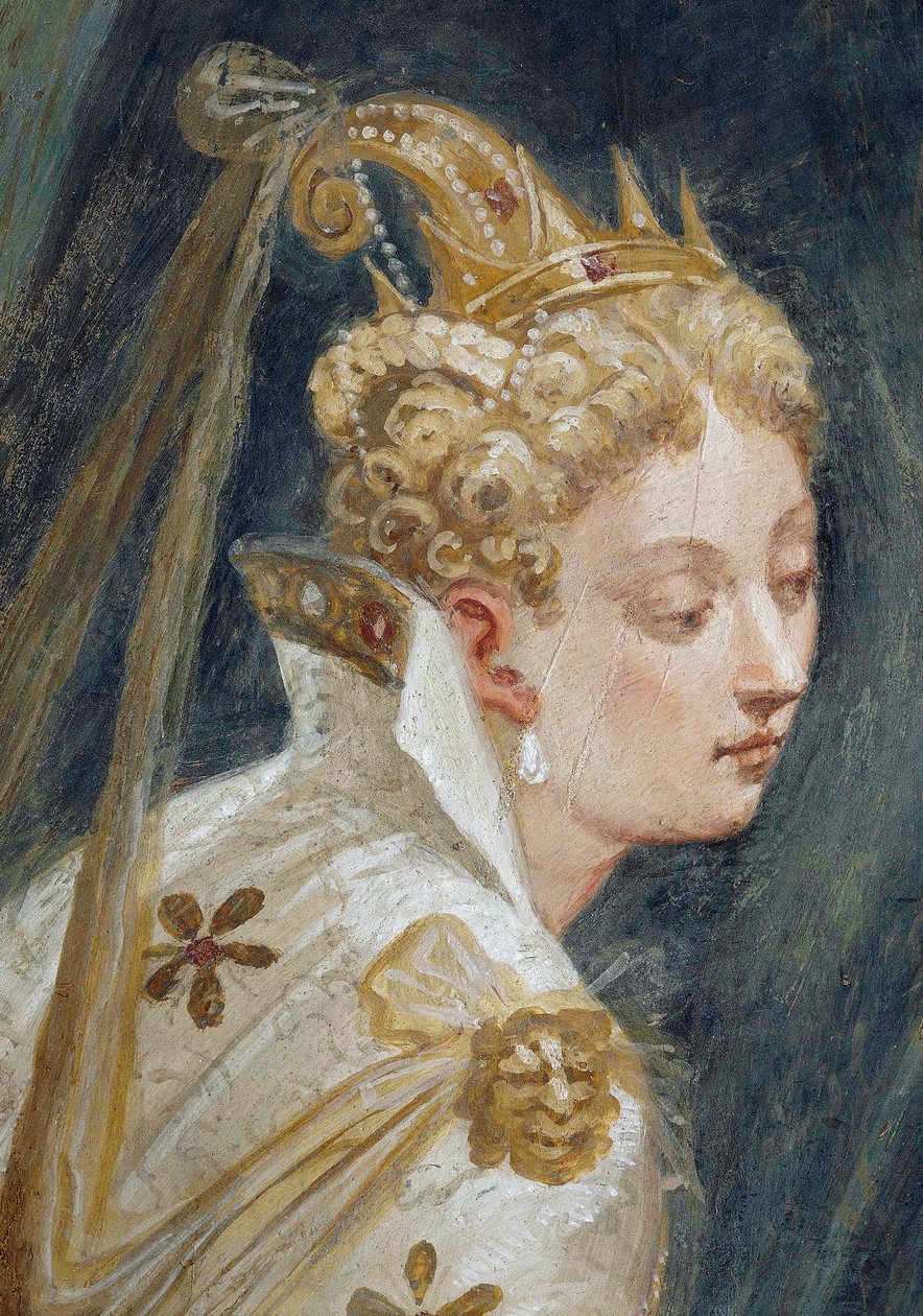 Sophonisbas ansigt, detalje af fresco Sophonisba tilbydes gift i nærværelse af sit barn af Giambattista Zelotti