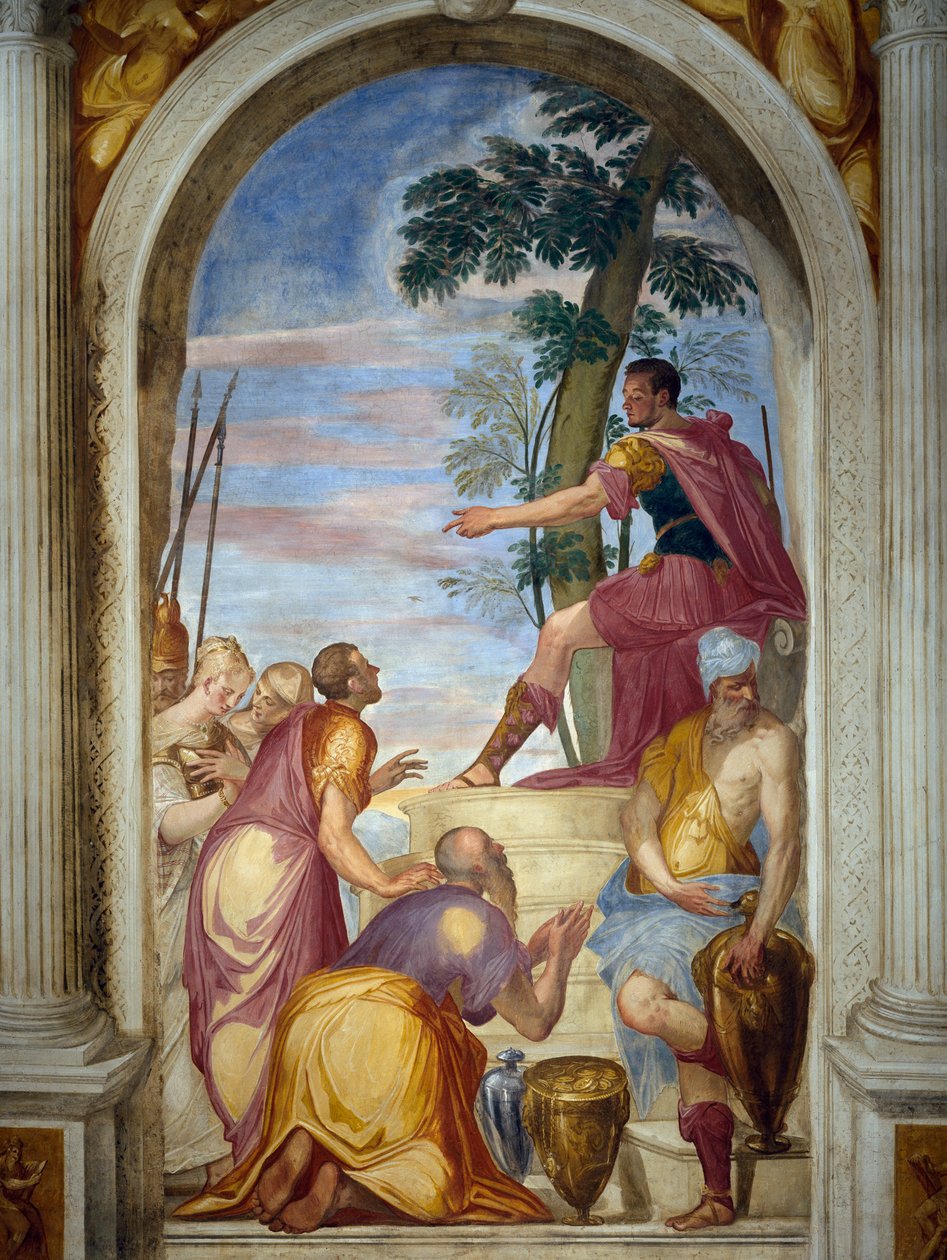 Scipios barmhjertighed genforener Scipio den besejrede Aluccio med sin kone af Giambattista Zelotti