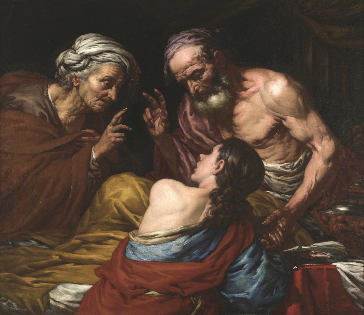 Isaac benit Jacob - Isaac velsigner Jakob, af Langetti, Giovan Battista (1635-1676). Olie på lærred, Mellem 1660 og 1670. Mål : 109x126 cm. Muzeul National Brukenthal, Sibiu af Giambattista Langetti