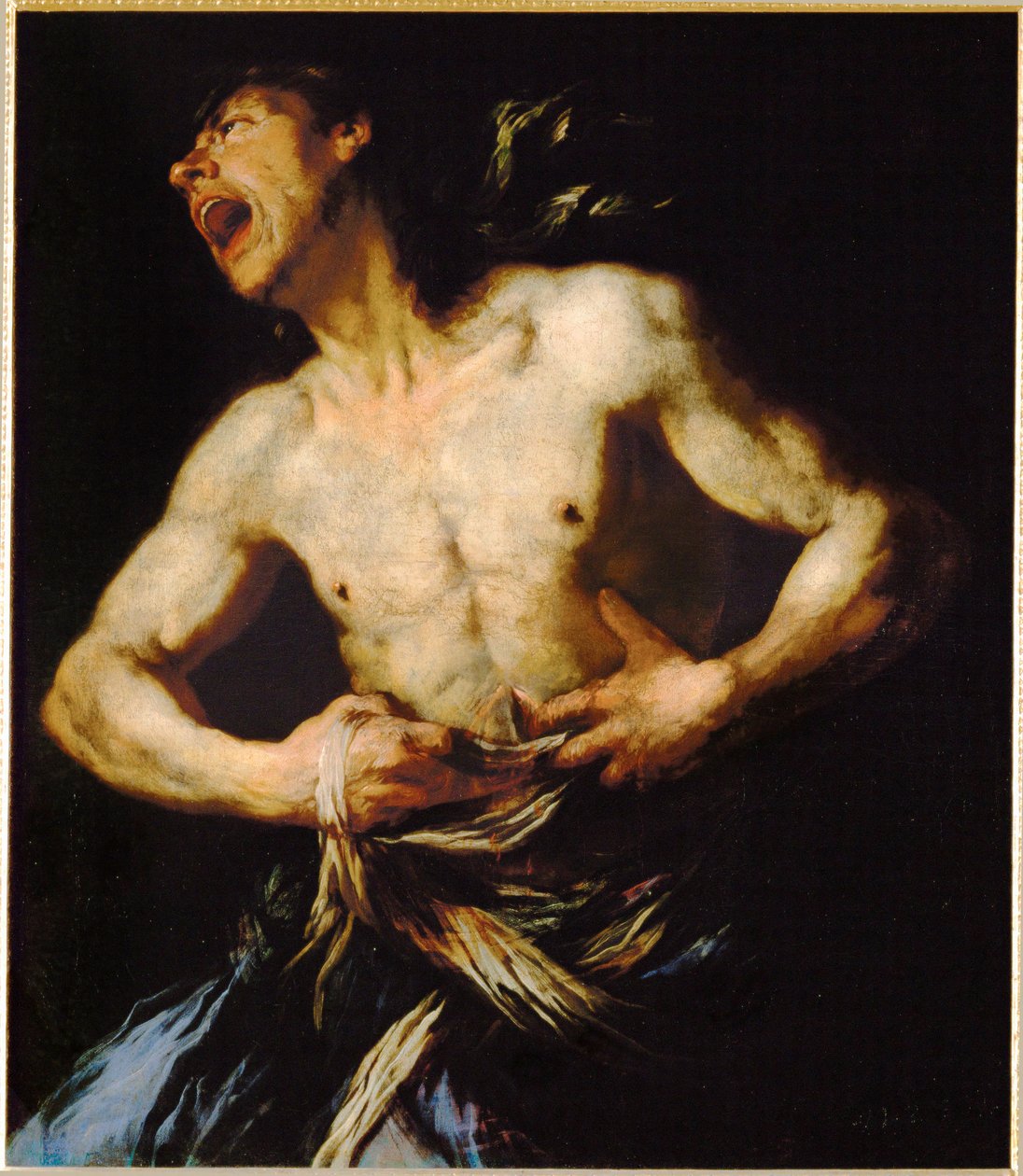 Cato den Yngres selvmord (maleri på lærred) af Giambattista Langetti