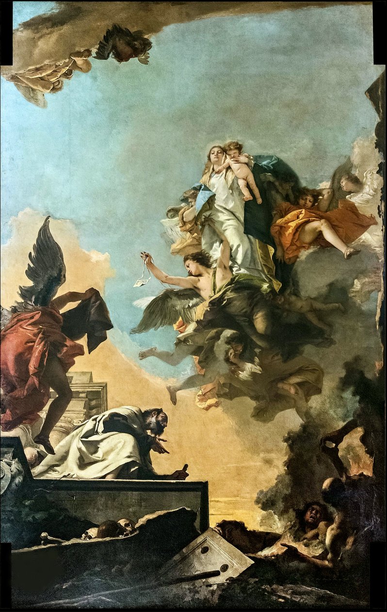 Vor Frue af Carmel giver scapularet til Saint Simon Stock, 1749. af Giambattista Tiepolo