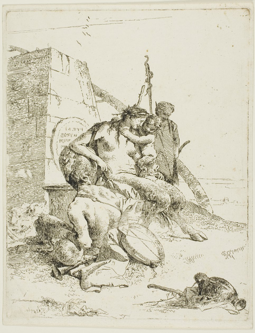 Satyrfamilie med Obelisken, fra Scherzi af Giambattista Tiepolo