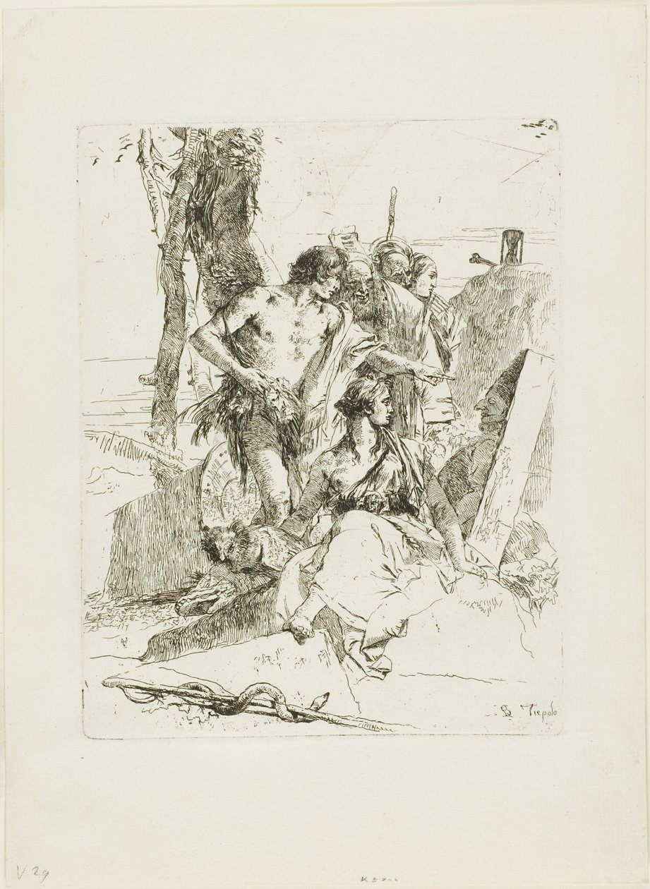 Opdagelsen af Punchinellos grav fra Scherzi af Giambattista Tiepolo