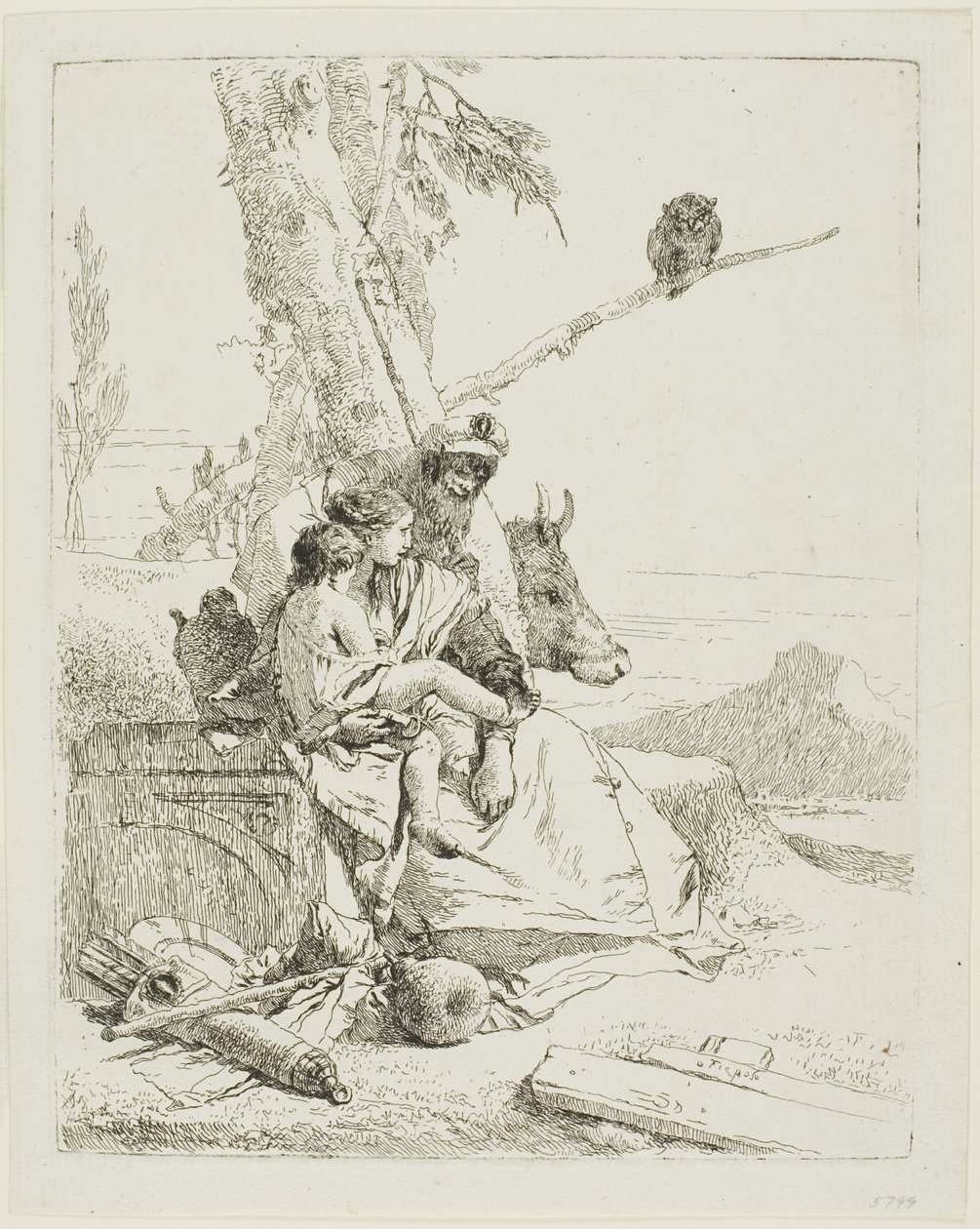Den orientalske bondes familie, fra Scherzi af Giambattista Tiepolo