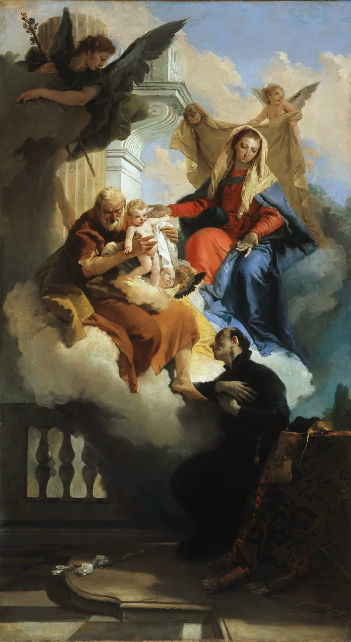 Den hellige familie dukker op i en vision til Saint Cajetan, ca 1735. af Giambattista Tiepolo